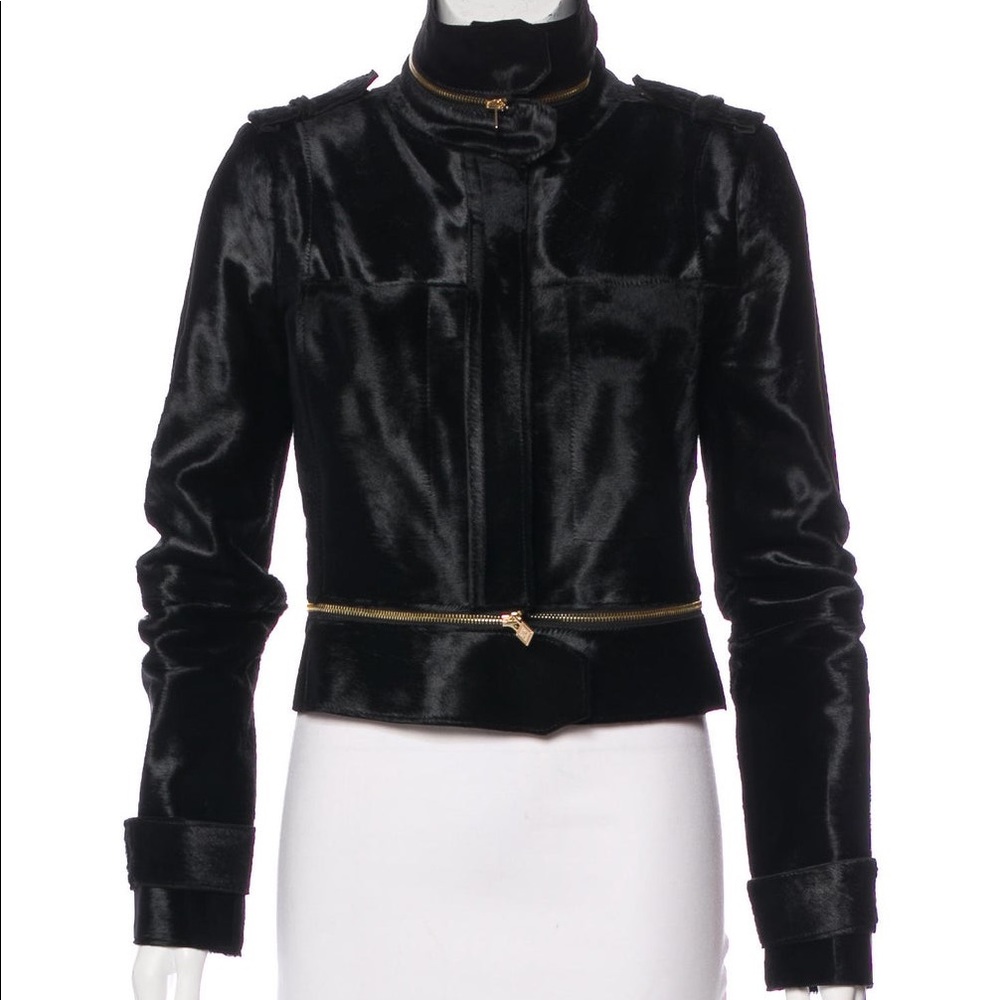 Black Herve Leger Dana ponyhair jacket size M